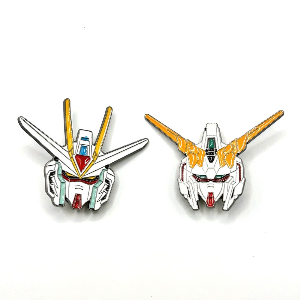 Gundam Mobile Suit Enamel Pin Set OS White Mecha Robot Head Anime Manga Otaku